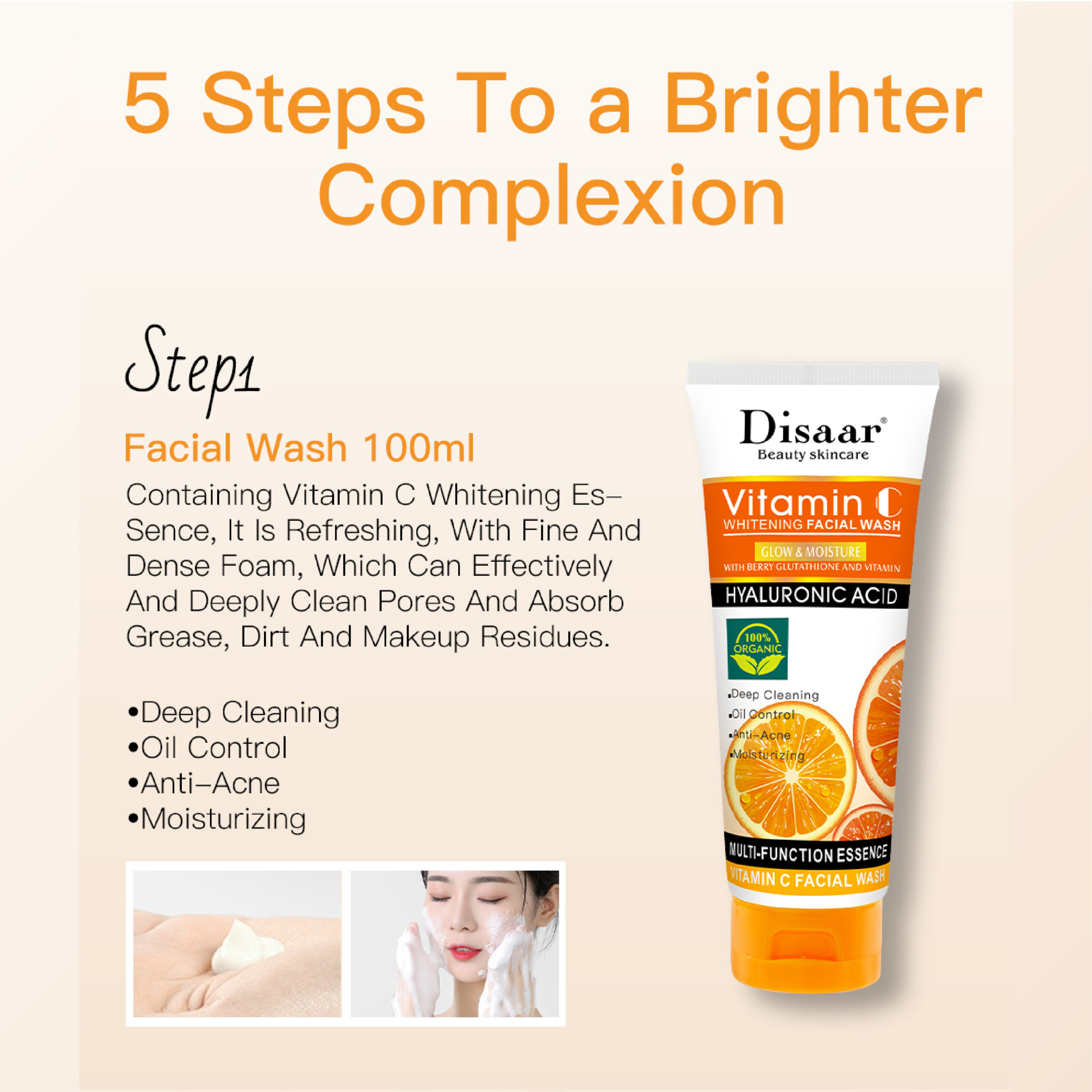 Disaar Vitamin C Whitening Facial Skin Care Set Elleiky