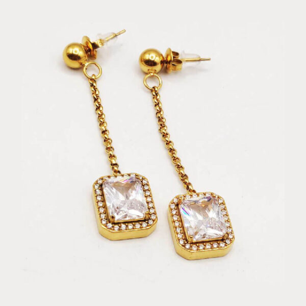 Crystal Link Earrings Rectangle Tower Luxury Crystals