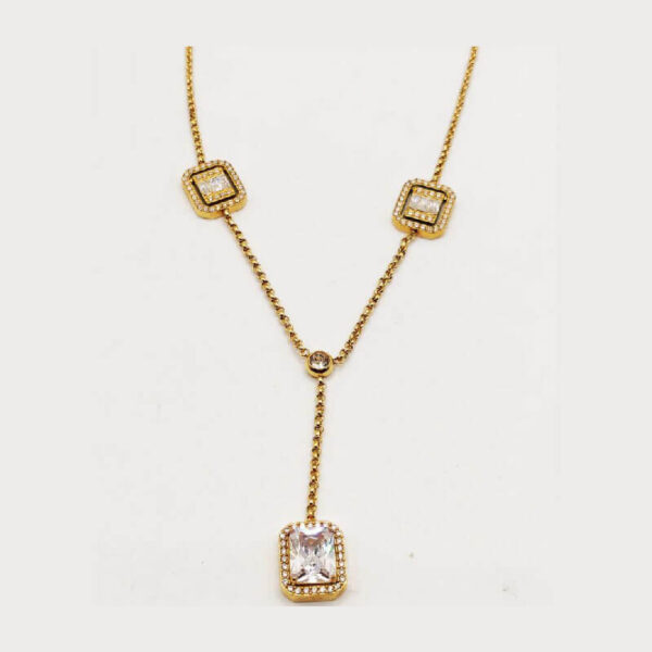 Crystal Link Necklace Rectangle Tower Luxury Crystals