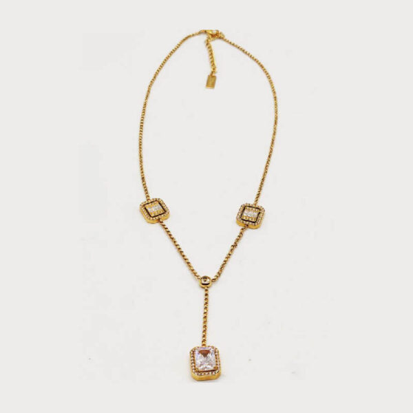 ⁦Crystal Link Necklace Rectangle Tower Luxury Crystals⁩ - الصورة ⁦2⁩