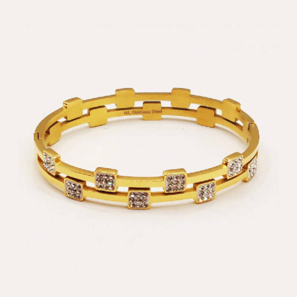 Rigid Multi Square Crystal Bracelet - Image 2