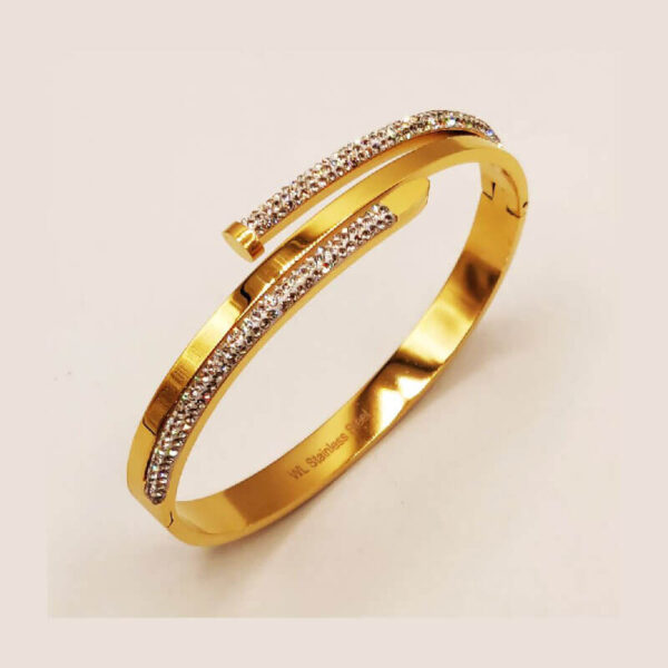 Rigid Nail Bracelet with Crystal Sides