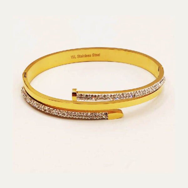 ⁦Rigid Nail Bracelet with Crystal Sides⁩ - الصورة ⁦2⁩