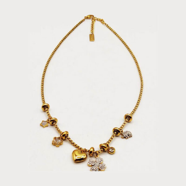 Rounded Chain Necklace Heart Multi Pendants Luxury - Image 2