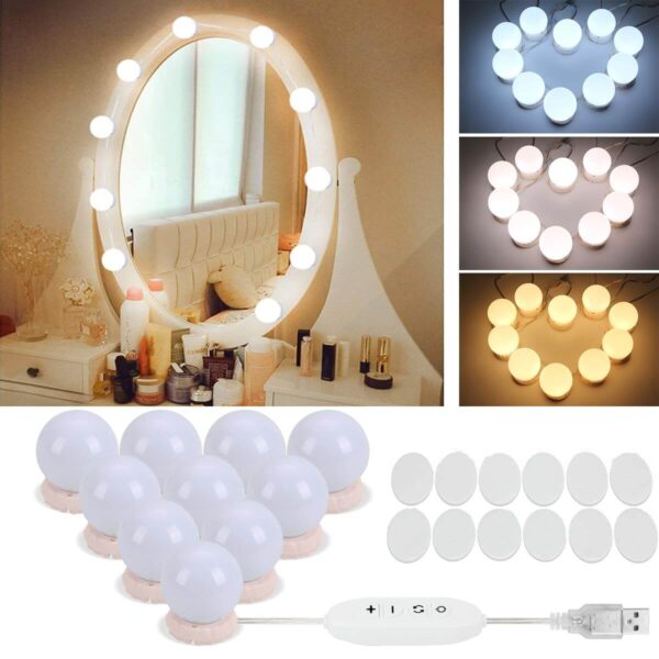 Hollywood LED lights for mirror, USB cable, 10pcs