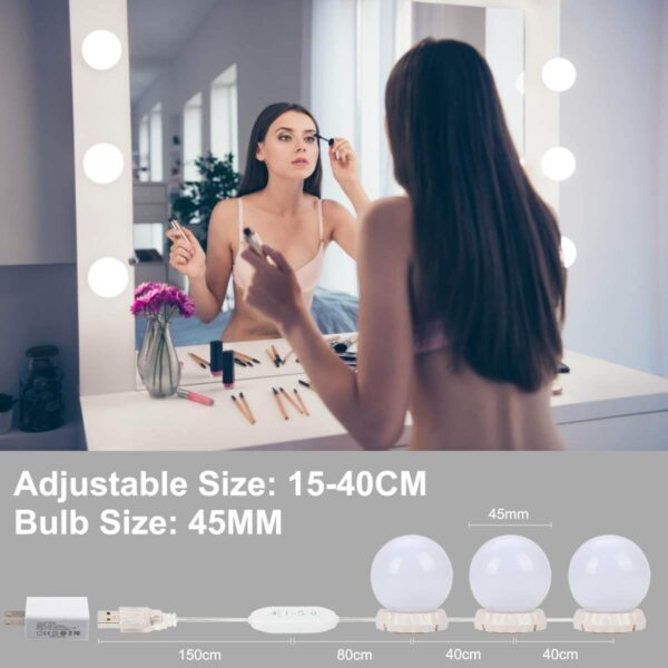 Hollywood LED lights for mirror, USB cable, 10pcs - Image 5
